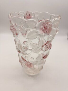 Mikasa Bella Rosa Pink Frost Crystal Vase 9.5" Germany | Like New  | Roses